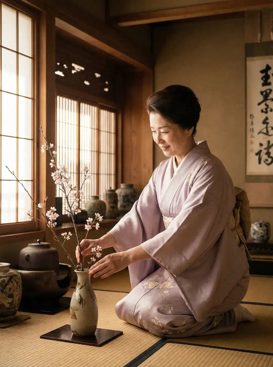 一位优雅的 四虎视频 - 四虎视频官方站 | 免费影视资源 | 海量高清电影抢先看 在和室中插花